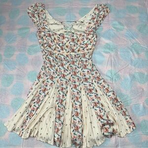 Free People Ponderosa Pink Floral Cut out Back lace up mini dress